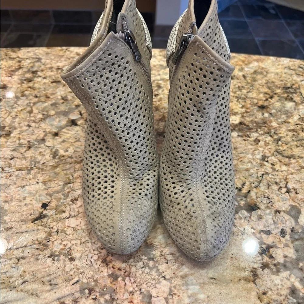 BcbgMaxazria tan laser cut ankle booties size 37
